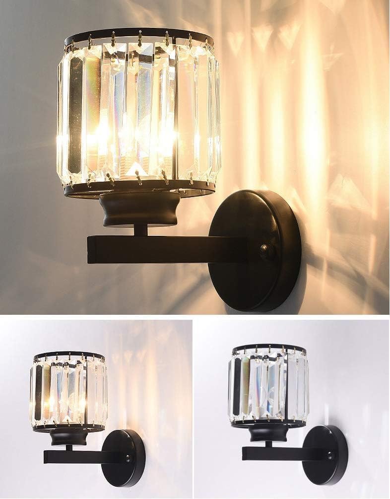 Lamp for Wall, Wall Sconces Clear-Glass Prisms Wall Sconces Nordic Modern Wrought Iron Wall Light Wall Mounted Lighting Fixture for Bedroom Bedside Living Room Hallway Bathroom Vanity Lamp Wall Sconc