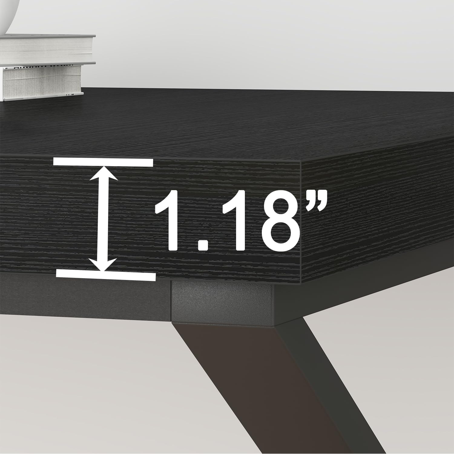 HSH 70 Inch Long Black Desk, Large Metal Wood Computer Desk for 2 Monitors, Modern Home Office PC Laptop Desk for 2 People Executive Writing Work Study Gaming, Simple Bedroom Living Room Black Table