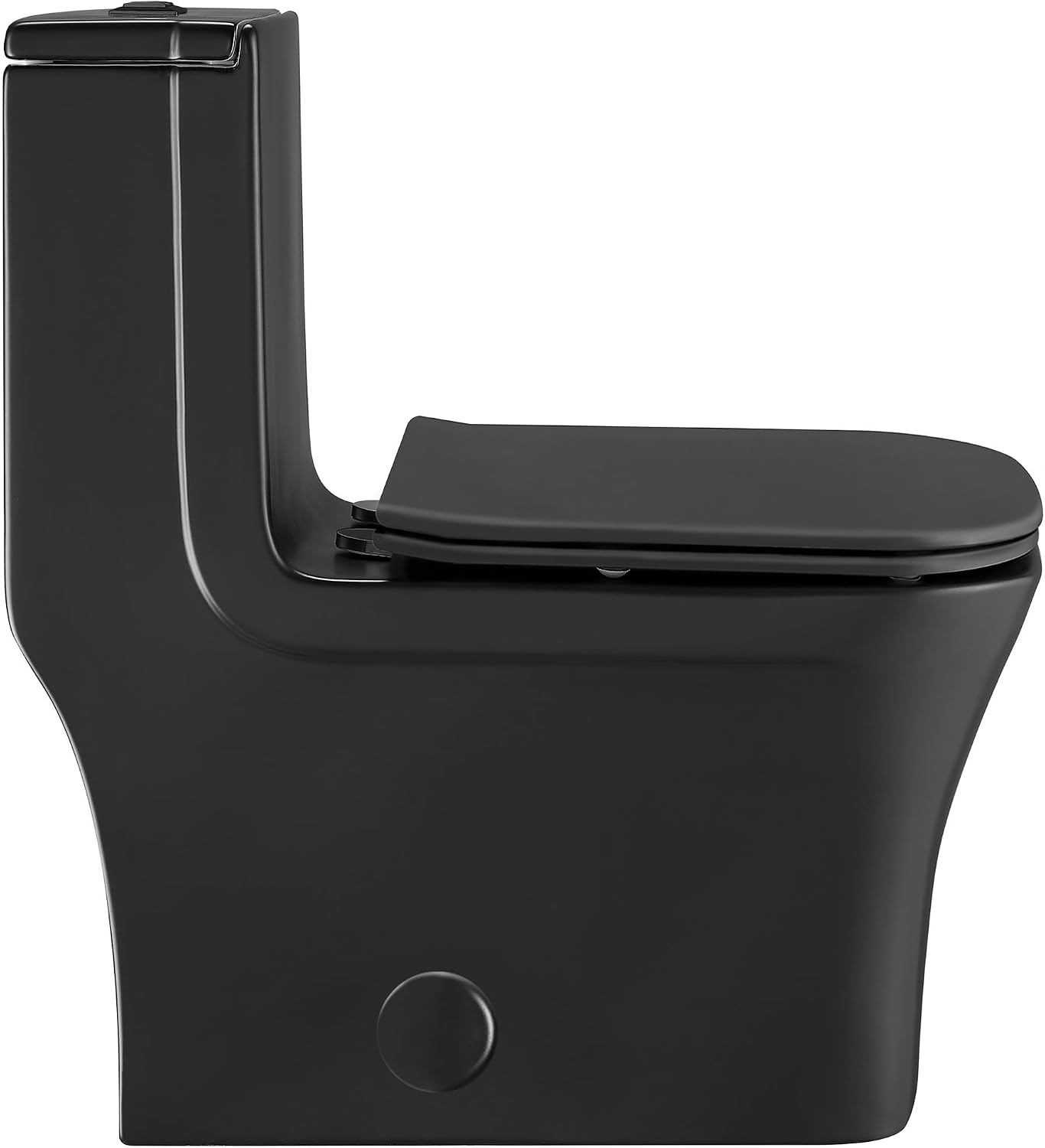 Concorde One Piece Square Toilet Dual Flush in Matte Black, Black Hardware 1.1/1.6 gpf