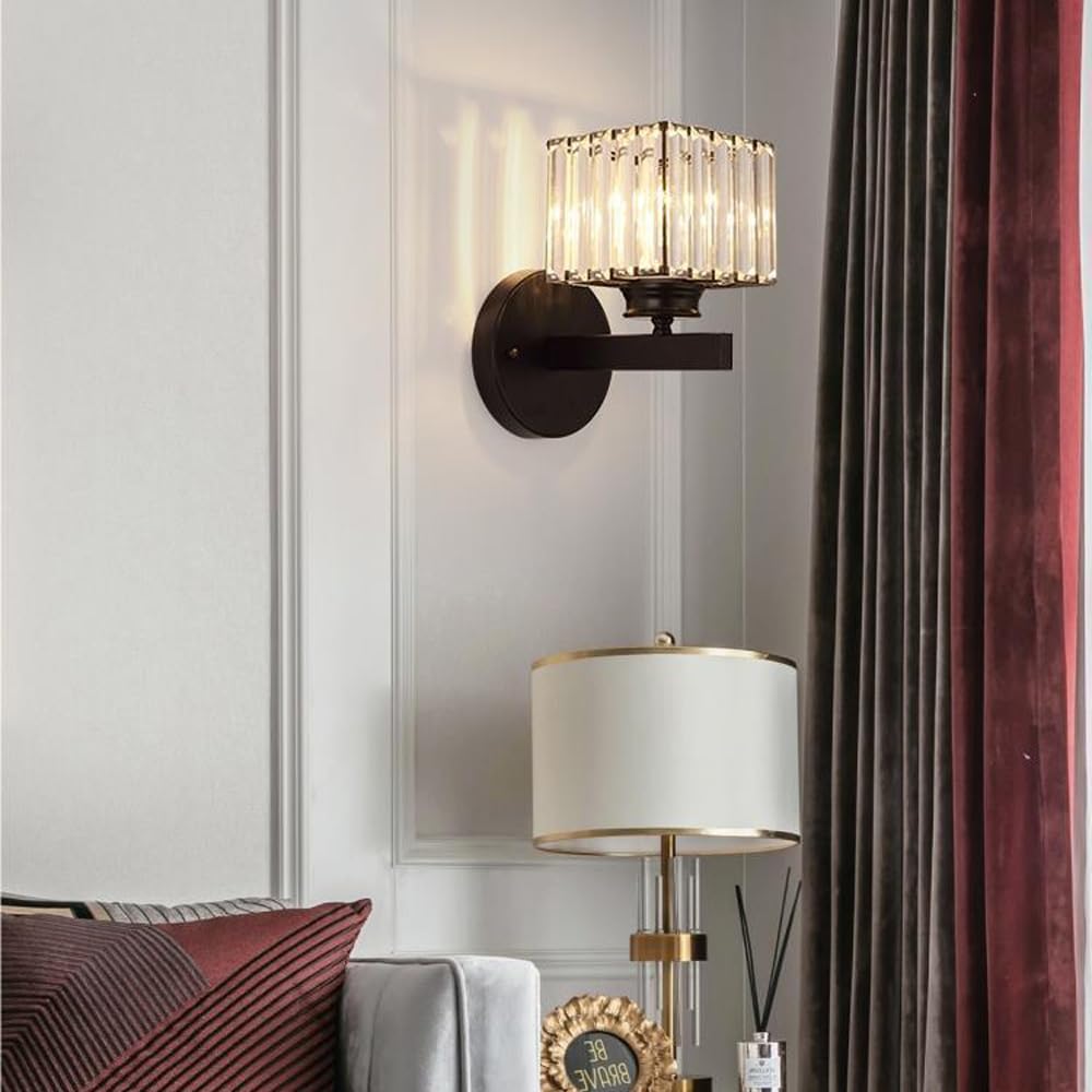 Bathroom Side Wall Light Fixtures Square Black ing Antiqued Mid Century Modern Sconce Bedside Mount Lamp for Bedroom Living Room Hallway Entry Farmhouse/K