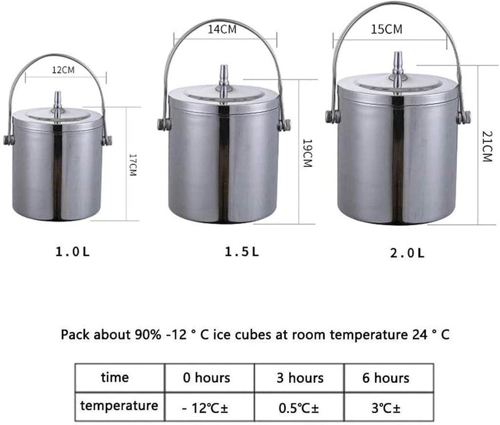 Ice Bucket,Thick Double Stainless Steel with Lid Red Wine Bar Appliance Insulation Cold Champagne Bucket Refrigerated Bucket