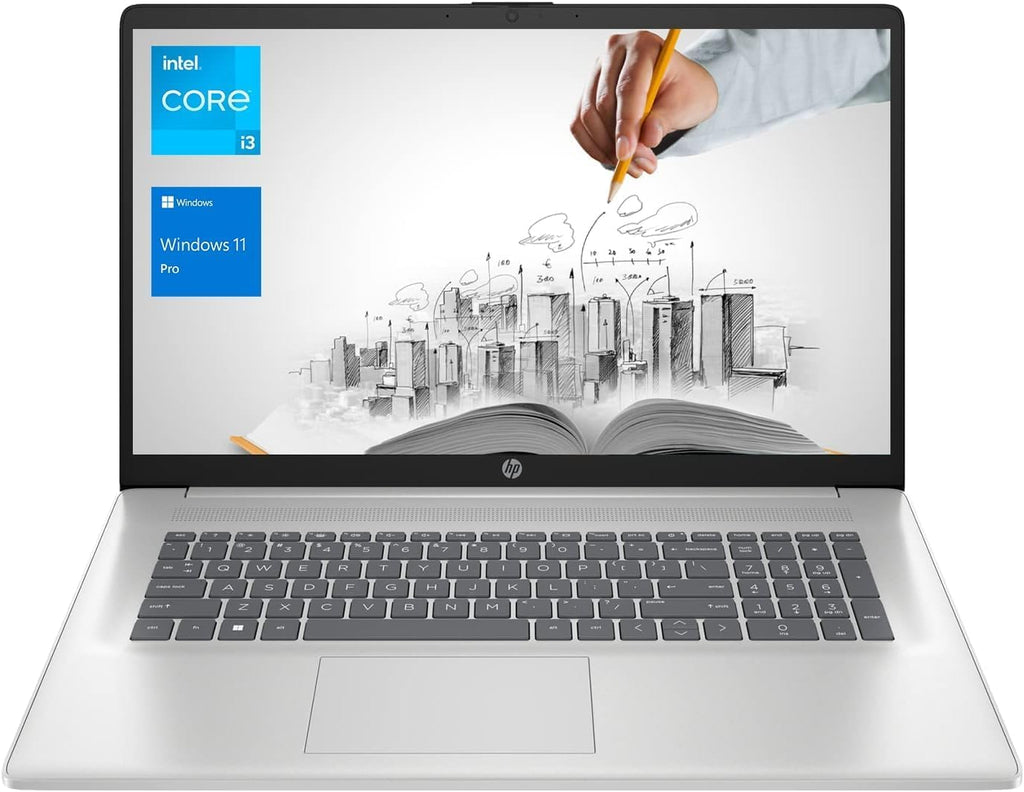 HP 17.3' Laptop Computer • Intel 13th 8-Cores i3 (Beat 11th i5) • 16GB RAM • 1TB(512GB Pcie SSD+512GB External HD) • 10-Key Pad • Win11 Pro • Office 365 for The Web • W/O Mouse