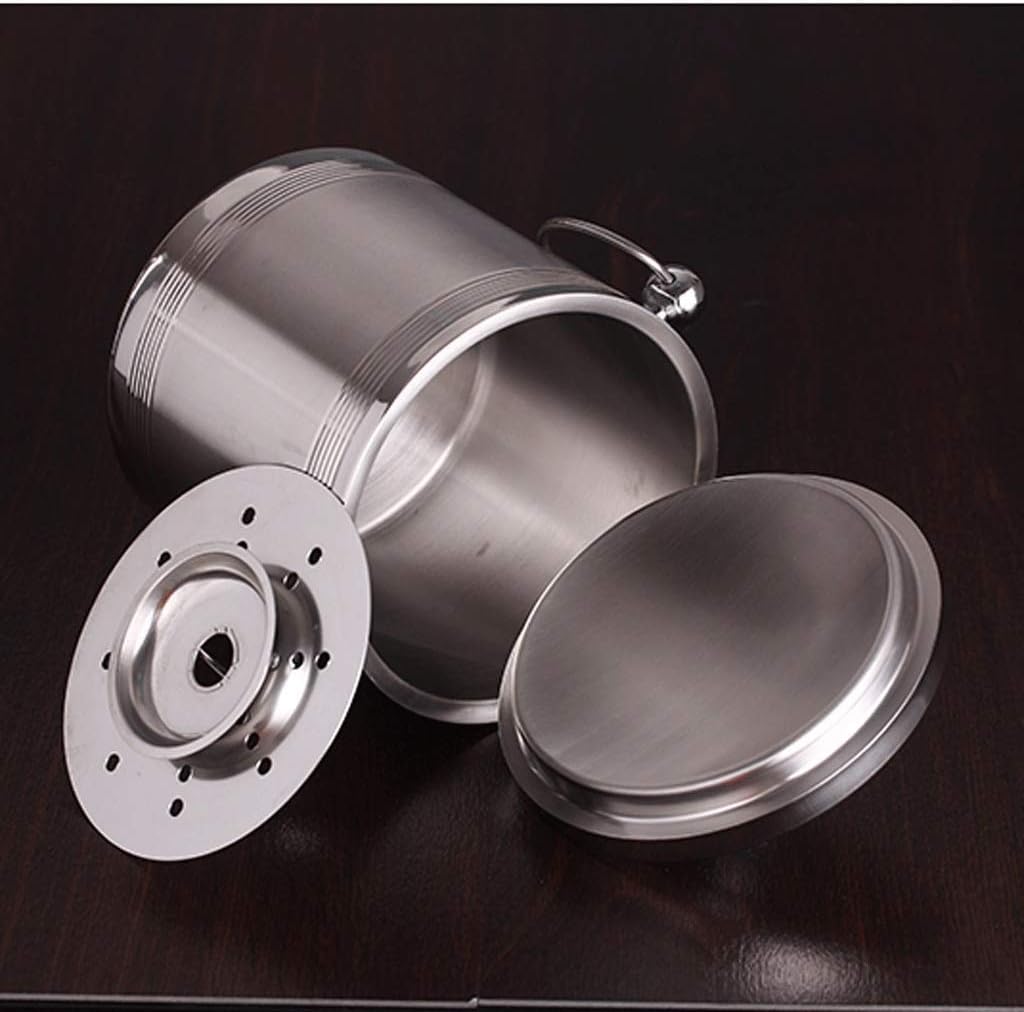 ice bucket, Candy Ice Bucket - Double Walled Stainless Steel Ice Bucket with Ice Tongs, Scoop, Lid, and Exclusive Handmade Nylon