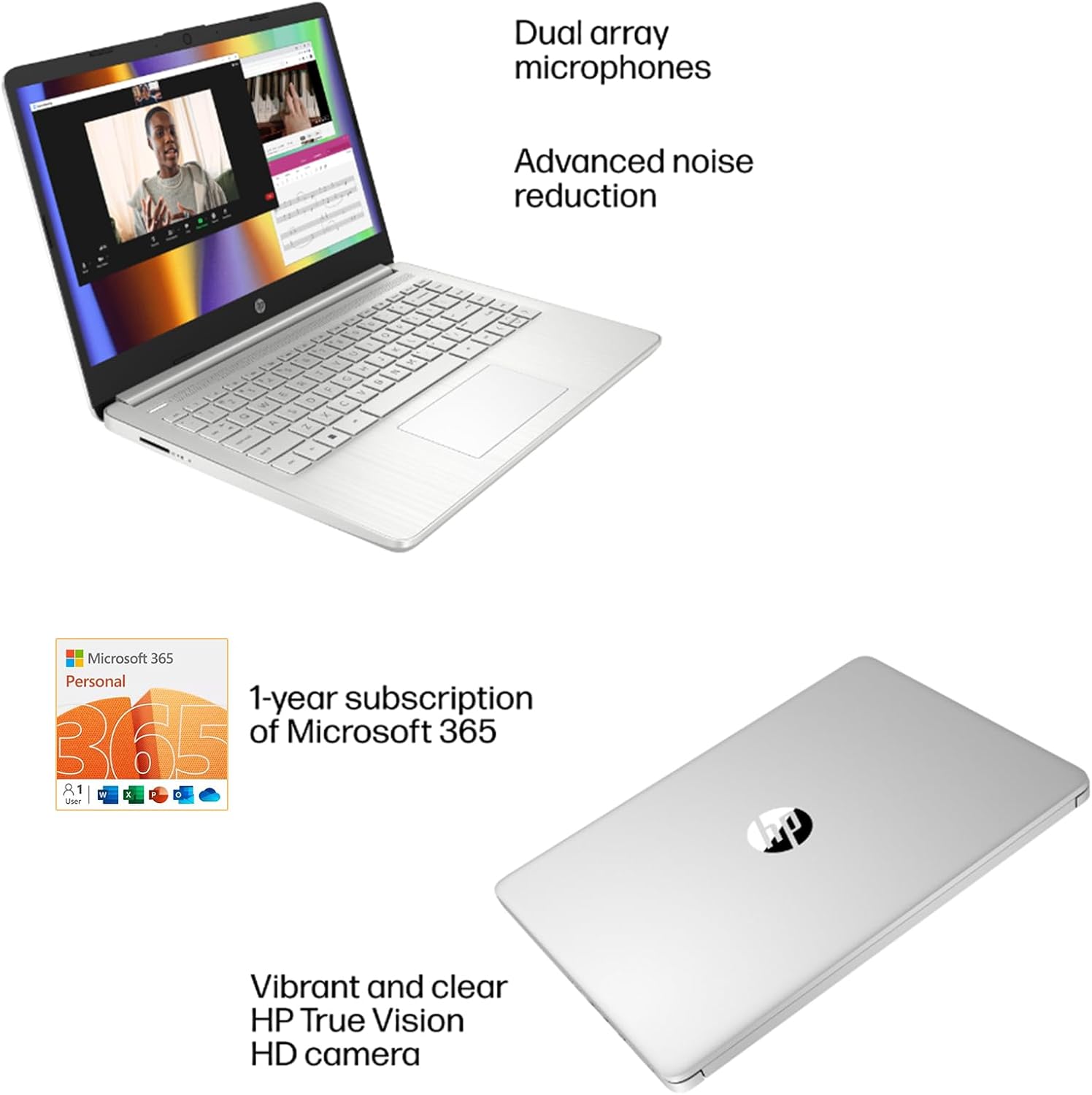 HP 2024 Stream 14 inch Laptop for Students and Business, Silver Laptop 4GB RAM + 128GB eMMC Storage, 1-Year Office 365, ‎Intel Celeron N4120, Intel UHD Graphics, Win 11 S