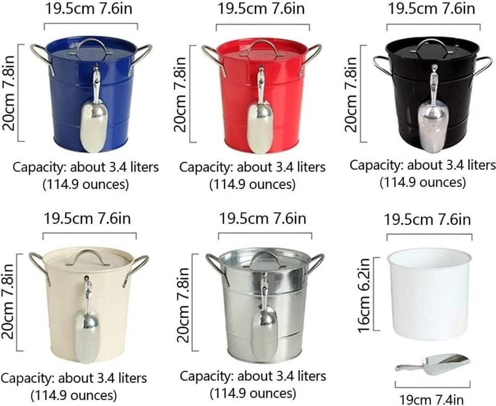 Ice Buckets for Parties Double Ice Bucket with Lid Wrought Iron Champagne Bucket Household with Handle Champagne Bucket Bar Accessories(Red)