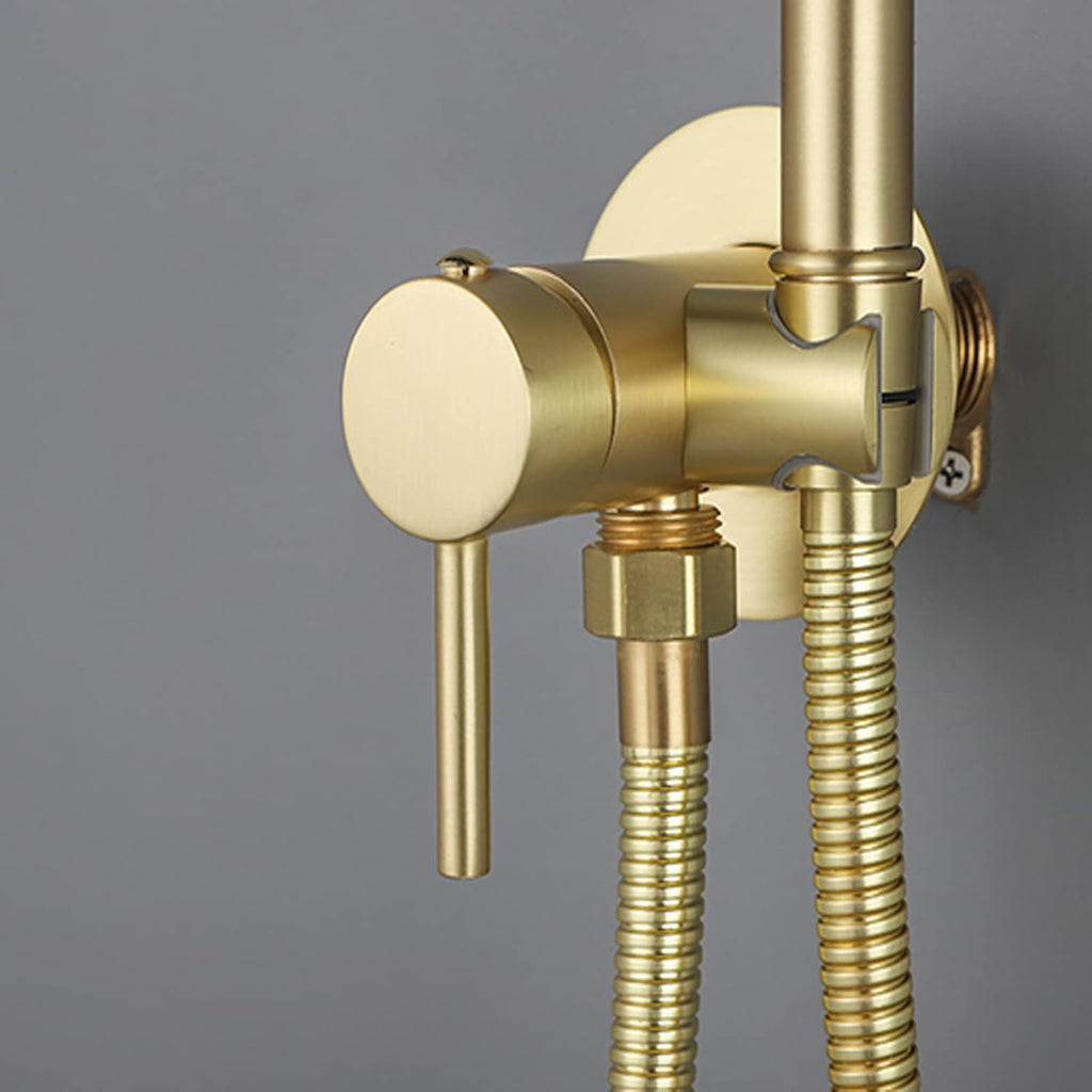 Handheld Bidet Sprayer for Toilet, Brass Bathroom Concealed Bidet Sprayer, Bidet Sprayer Set, Portable Bidet for Toilet, Wall-Mounted Mixer Hot and Cold Water for Bathroo-Gold