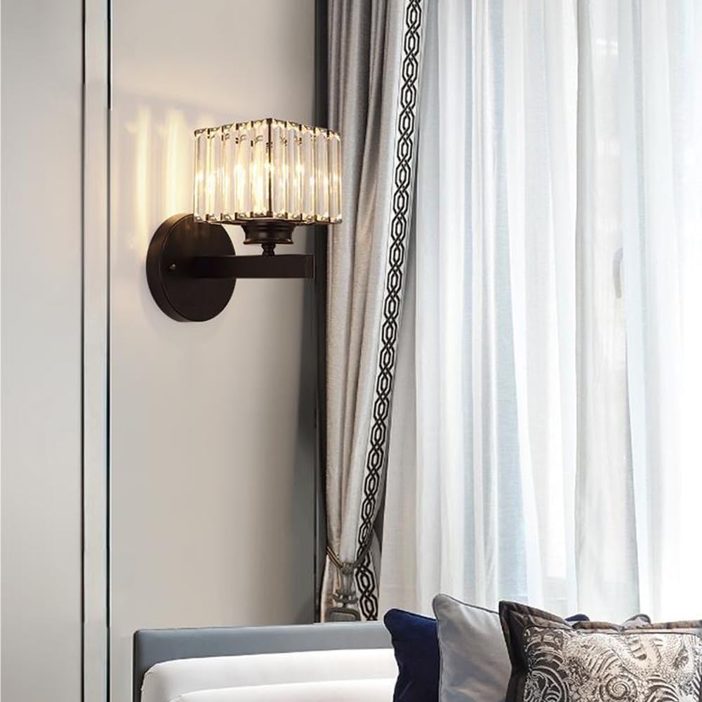 Bathroom Side Wall Light Fixtures Square Black ing Antiqued Mid Century Modern Sconce Bedside Mount Lamp for Bedroom Living Room Hallway Entry Farmhouse/K