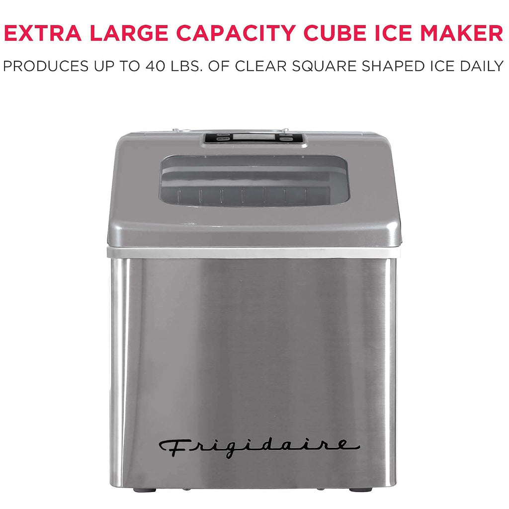 FRIGIDAIRE EFIC452-SS 40 Lbs Extra Large Clear Maker, Stainless Steel, Makes Square Ice