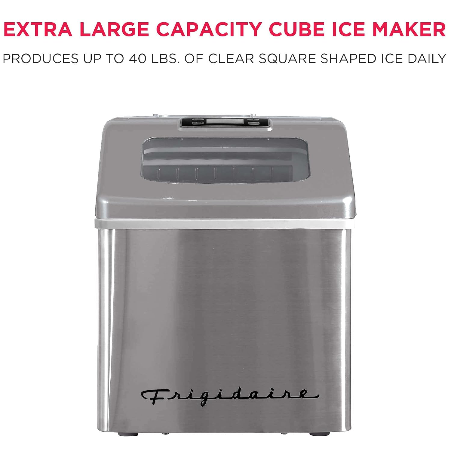 FRIGIDAIRE EFIC452-SS 40 Lbs Extra Large Clear Maker, Stainless Steel, Makes Square Ice