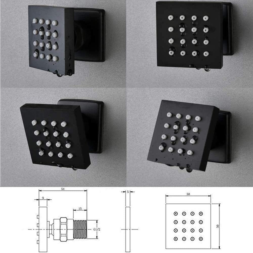 HOMEDEC Matte Black Thermostatic Ceiling Shower System with Body Jets, 12' Rainfall Shower Faucet Fixtures Set with Mixer Valve and Handheld Brass Shower Combo Kit for Modern Bathroom