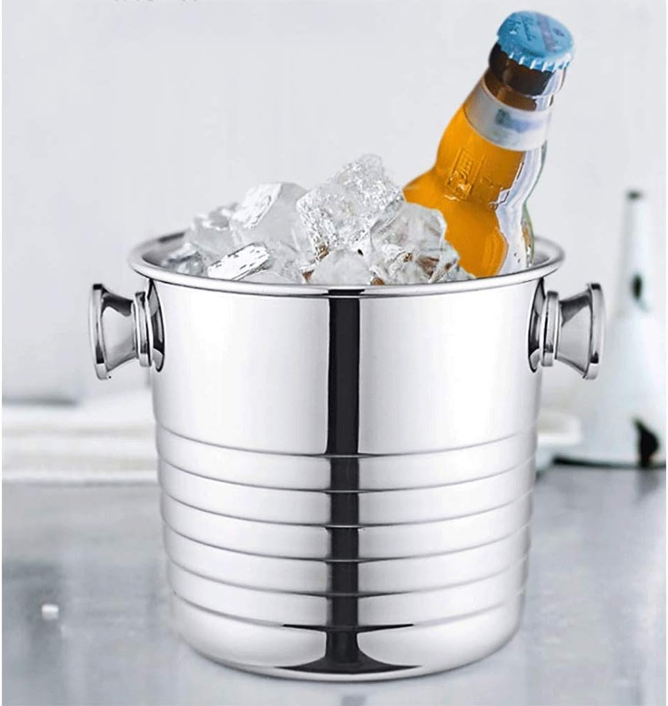ice bucket, Ice bucket Iced Stainless Steel Thickening Bar Champagne Bucket Ice Cube Barrel Beer Ice Bucket Red Wine Ice Bucket