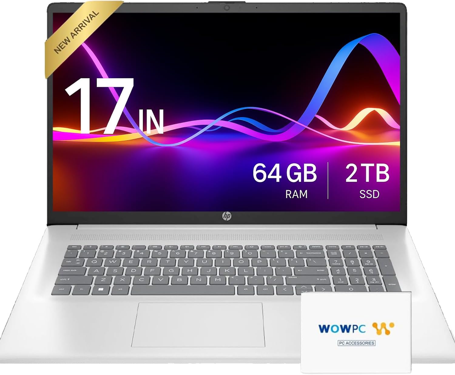 HP 2025 New 17 inch Laptop Computer • 64GB RAM • 2TB SSD • AMD Ryzen 5 Processor (6-Cores) • 17.3' FHD Display • 10-Key Number Pad • Long Battery Life • w/WOWPC Recovery USB • Windows 11 Pro
