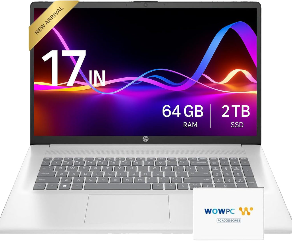 HP 2025 New 17 inch Laptop Computer • 16GB RAM • 1TB SSD • AMD Ryzen 5 Processor (6-Cores) • 17.3' FHD Display • 10-Key Number Pad • Long Battery Life • w/WOWPC Recovery USB • Windows 11 Pro