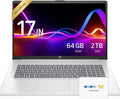 HP 2025 New 17 inch Laptop Computer • 32GB RAM • 1TB SSD • AMD Ryzen 5 Processor (6-Cores) • 17.3' FHD Display • 10-Key Number Pad • Long Battery Life • w/WOWPC Recovery USB • Windows 11 Pro