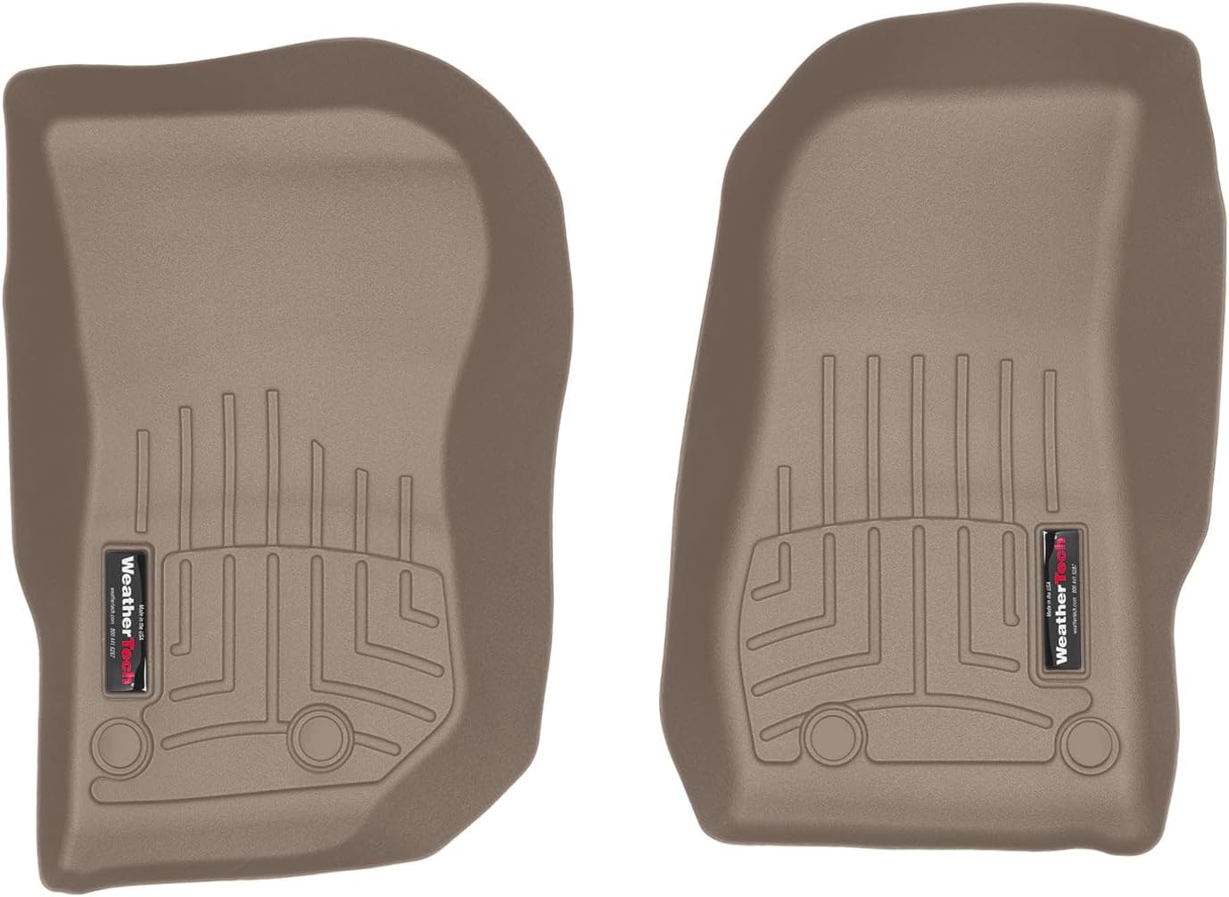 WeatherTech Custom Fit FloorLiners for Jeep Wrangler JK 2-Door, Wrangler JK Unlimited 4-Door, Wrangler 2-Door - 1st Row (455731), Tan