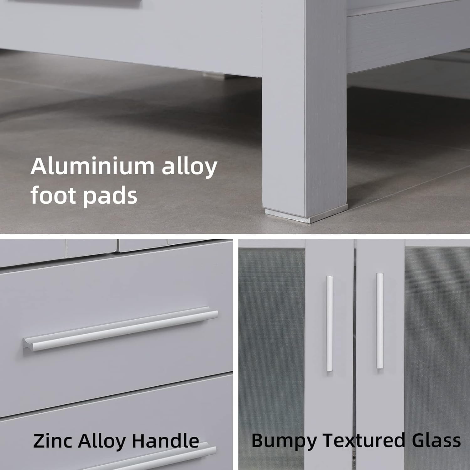 UEV 24' Grey Bathroom Vanity with Vessel Sink,Modern Bathroom Vanity Cabinet, Faucet Sink Bowl,Pop Up Drain Included,Modern Brown Boat Tempered Glass Vessel Sink,Mirror Not Included (029BR)
