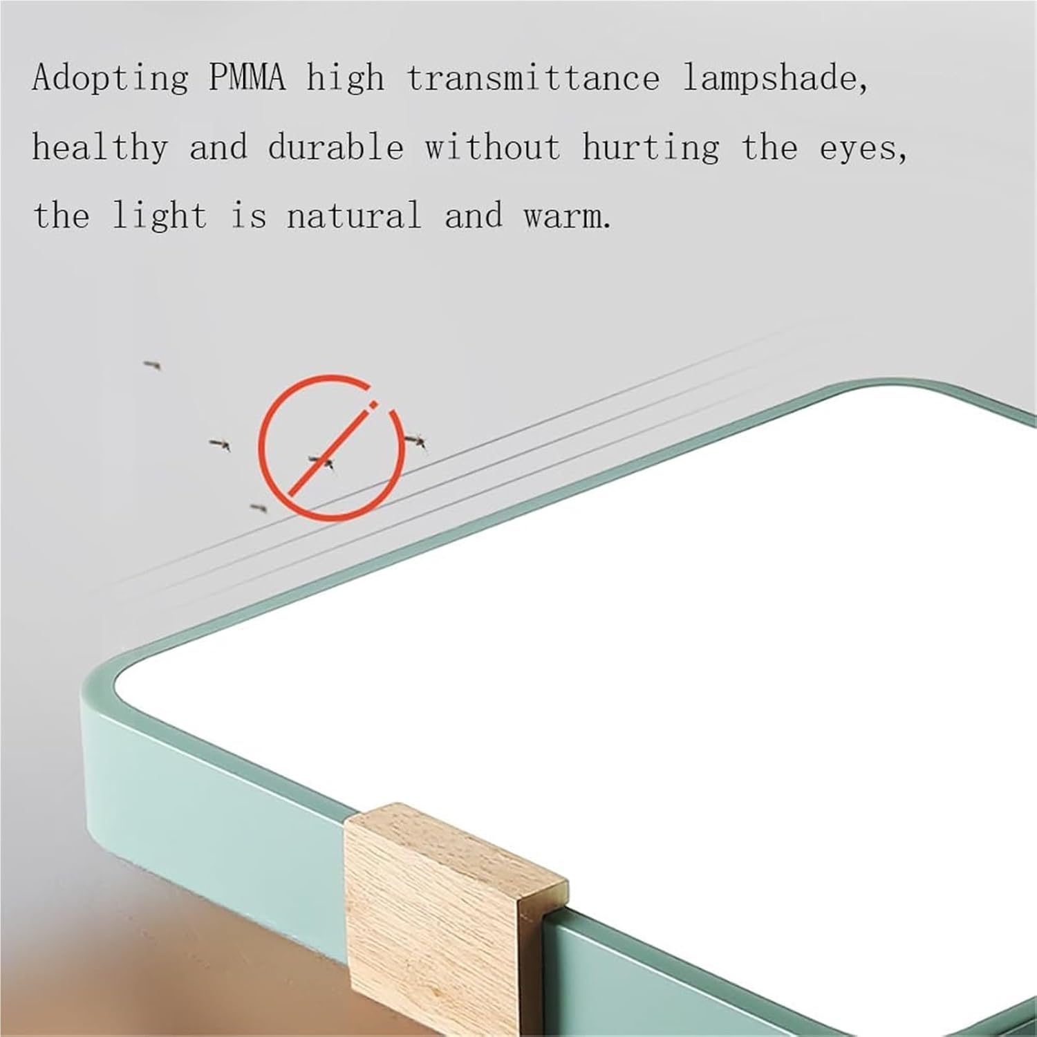 Modern Wood Ceiling Light Square LED Flush Mount Ceiling Light Minimalist Ceiling Lamp Dimmable Ceiling Lighting Fixtures for Kitchen Bedroom Bathroom(Green,23.6in)