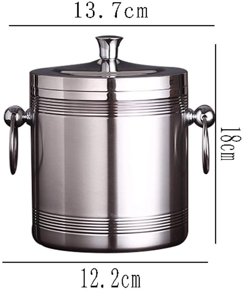 ice bucket, Candy Ice Bucket - Double Walled Stainless Steel Ice Bucket with Ice Tongs, Scoop, Lid, and Exclusive Handmade Nylon
