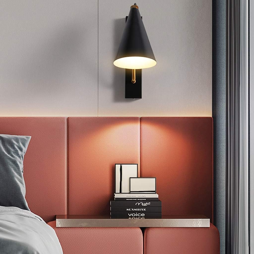 Sconce Wall Lighting Wall Light Corridor Aisle Wall Lamp Modern Wrought Iron Creative Bedroom Bedside Wall Sconce Bathroom Light Fixtures(Black)