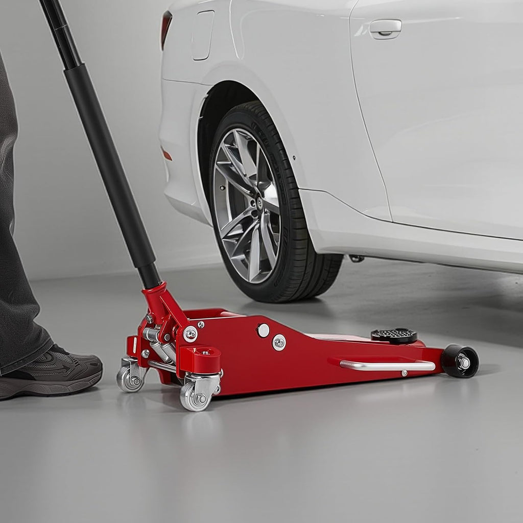 VEVOR Low Profile Floor Jack 3 Ton Aluminum and Steel Racing Floor Jack with Dual Pistons Quick Lift Pump, Hydraulic Trolley Car Lift for Sports Car, SUV, Pickup, Lifting Range 3.3'-20.3'