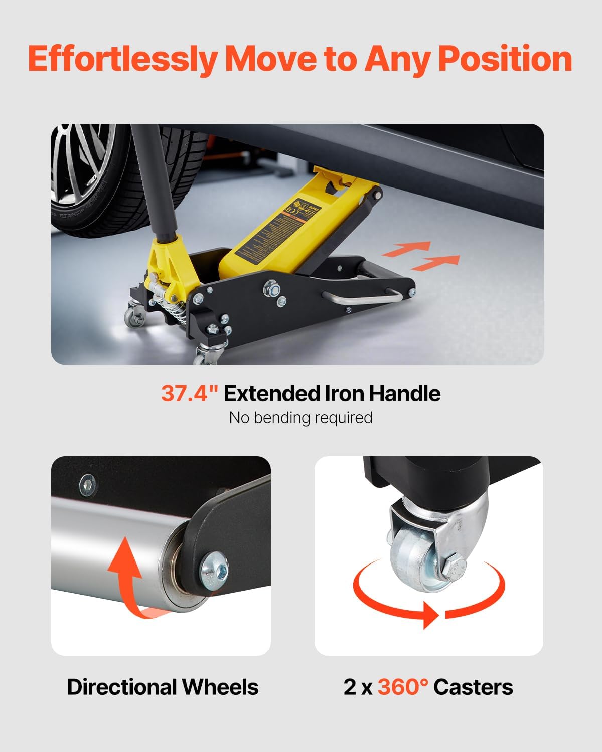 VEVOR Low Profile Floor Jack 1.5 Ton (3300 LBS), Aluminum and Steel Race Ground Elevator with Dual Pistons Quick Lift Pump Auto Repair Car Maintenance, Lifting Range 3-3/20'-14-10/27'