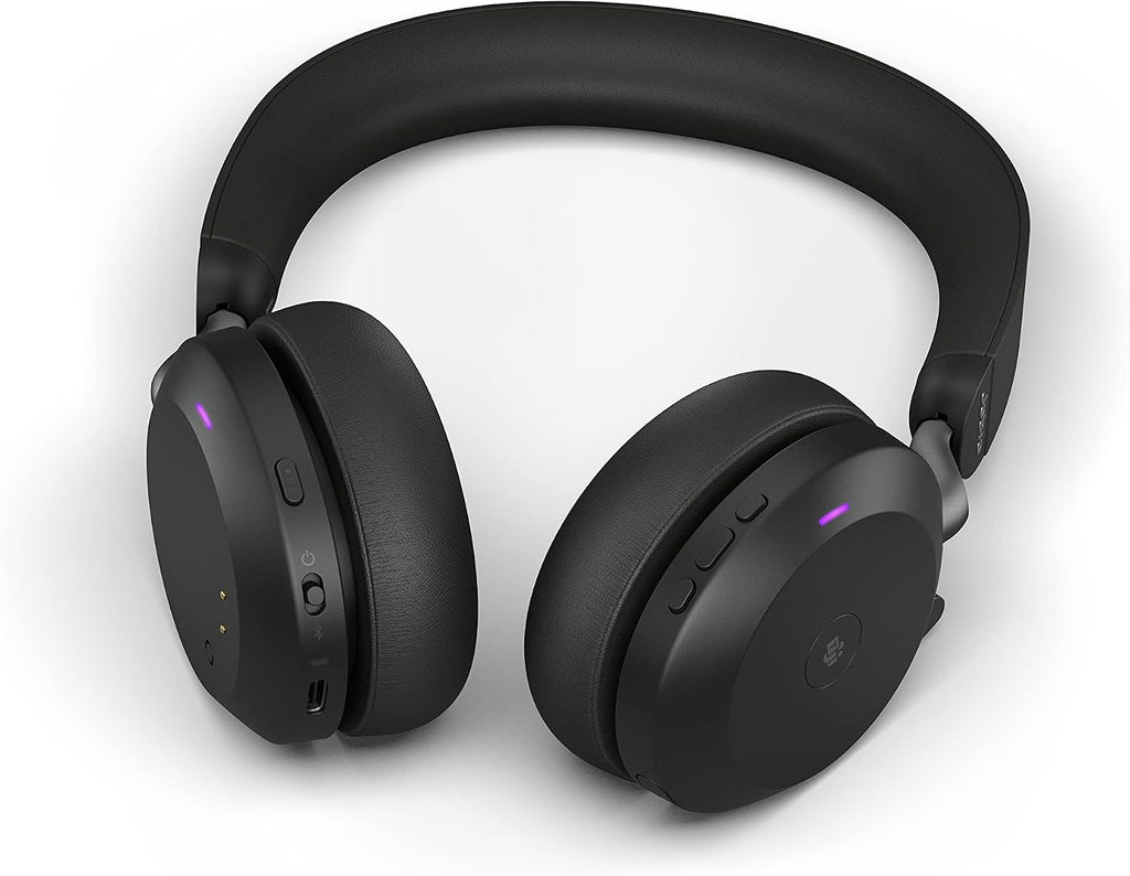 Jabra Evolve2 75 PC Wireless Headset with 8-Microphone Technology - Dual Foam Stereo Headphones with Advanced Active Noise Cancelling, USB-A Bluetooth Adapter and MS Teams-Compatibility - Black