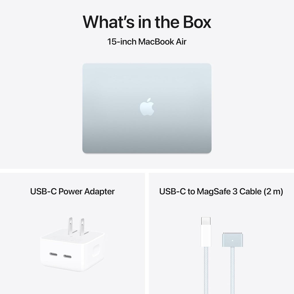 Apple 2025 MacBook Air 15-inch Laptop with M4 chip, 24GB Unified Memory, 2TB SSD Storage - Sky Blue