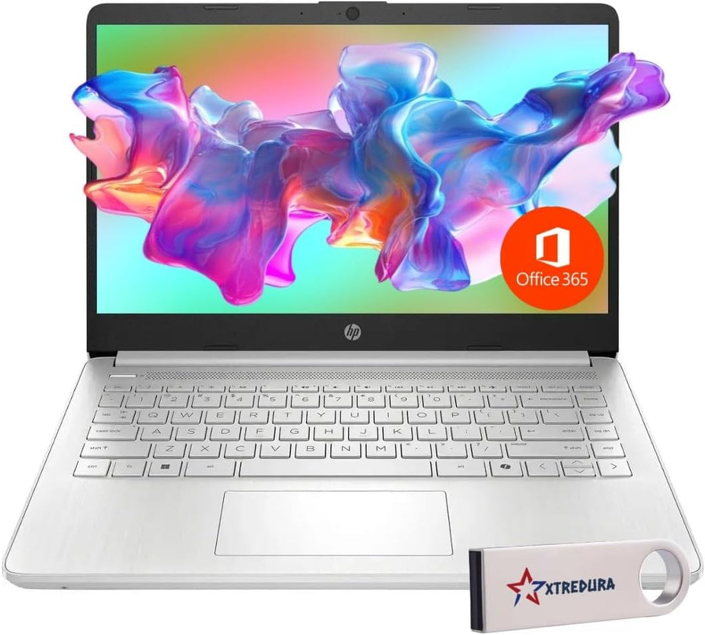 HP 14 Laptop Ultra Thin & Light, Intel N150 Quad-Core Processor, 8G RAM, 128GB SSD, HDMI, USB-C, WiFi 6, SD Card Reader, Microsoft Office 365 Included, Windows 11, Silver, XtreDura Accessories