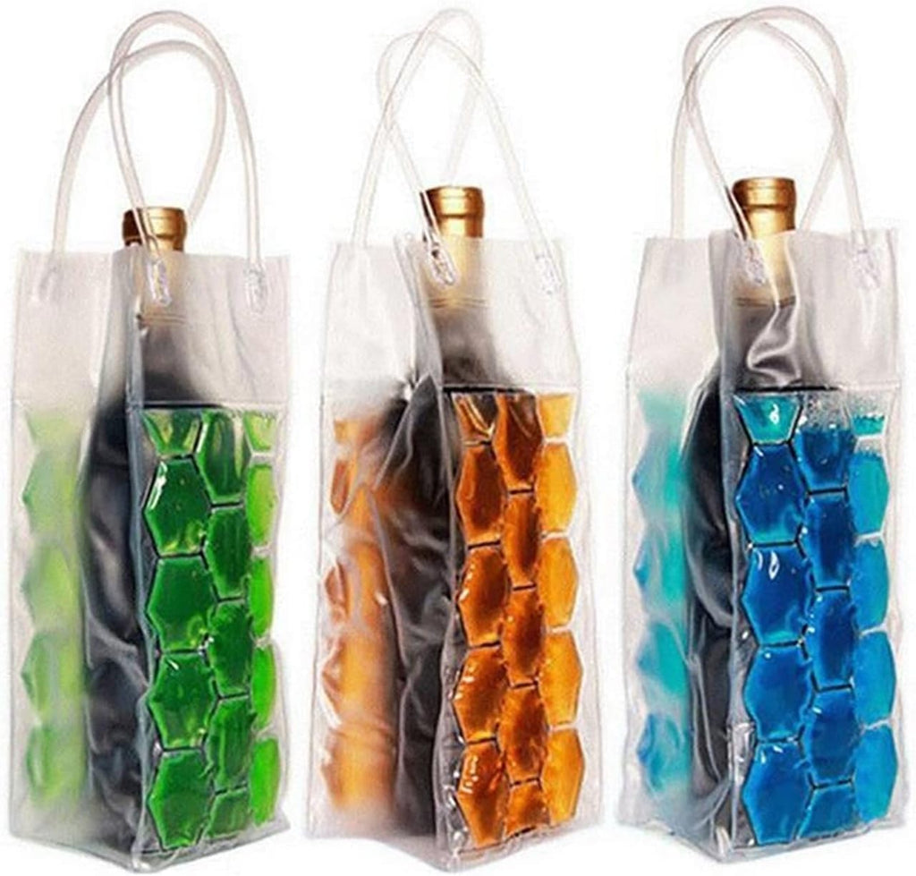 Ice Buckets Simple Portable Ice Bag White Wine Ice Cold Tool Freezer Bag Out Refrigerated Cooler Ice Bag Beer Beverage Cooling Ice Bucket Kits (Color : Green)