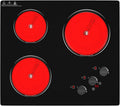 GIHETKUT Electric Cooktop, 220V 5000W Stove Top, 9 Power Levels, Kids Lock & Timer, Hot Surface Indicator, Overheat Protection,knob and touch control 3 Burner Electric cooktop