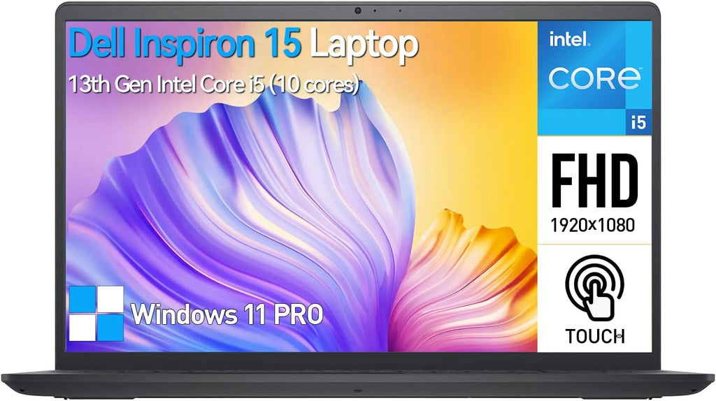 Dell Inspiron 15 3000 Touchscreen Laptop Computer, 15.6' FHD IPS Touch Screen Business Laptop PC, 13th Gen Intel Core i5 (10-Cores), Windows 11 Pro | 10-Key | 16GB RAM 512GB SSD