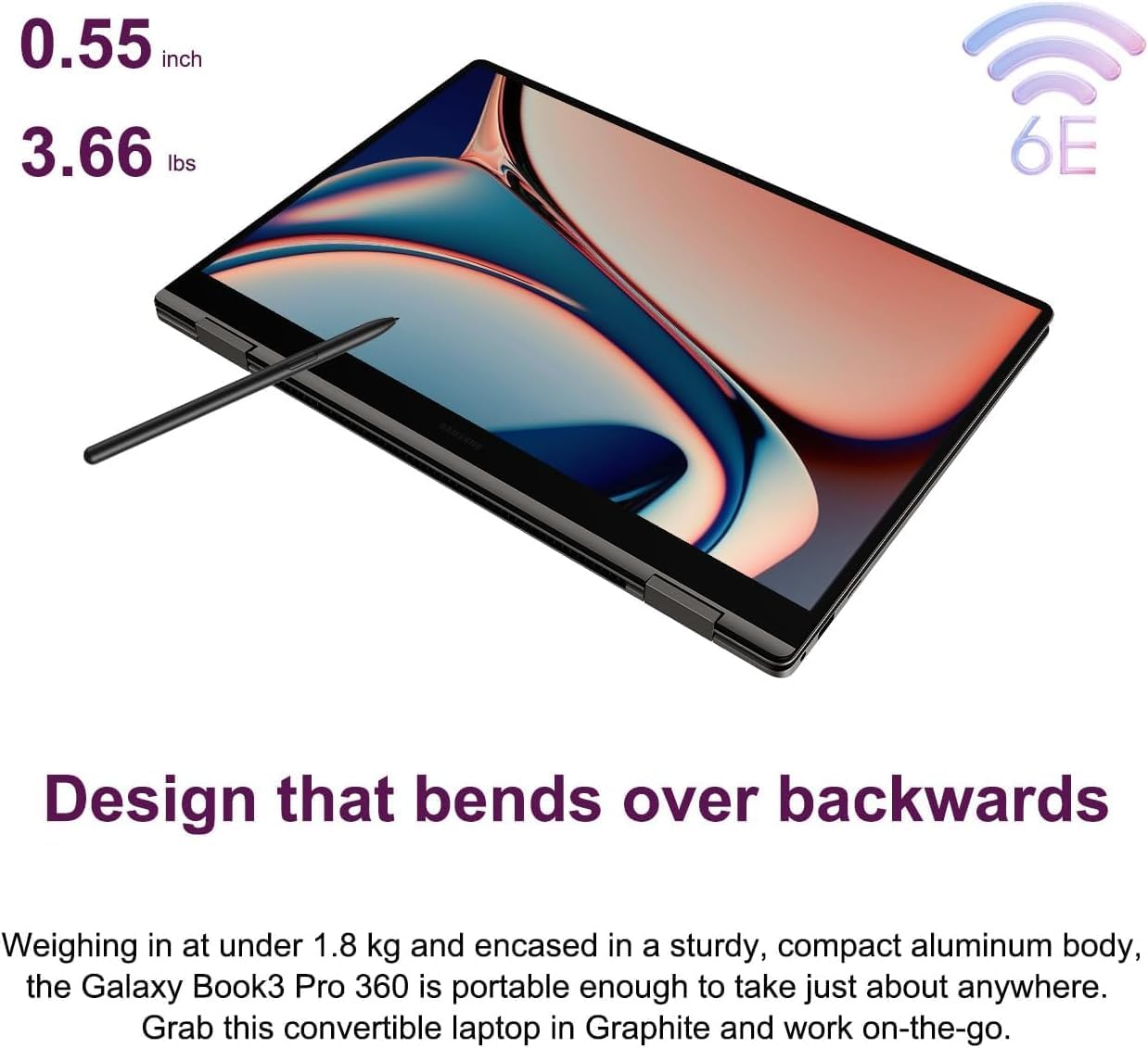 Samsung Galaxy Book3 Pro 360 2-in-1 Laptop (16' 3K Touchscreen, Intel 12-Core i7-1360P, 16GB RAM, 512GB SSD, S Pen) AMOLED ,Business, Creator, Designer, Backlit, FP, Win 11 Pro, French KB, NP960QFG