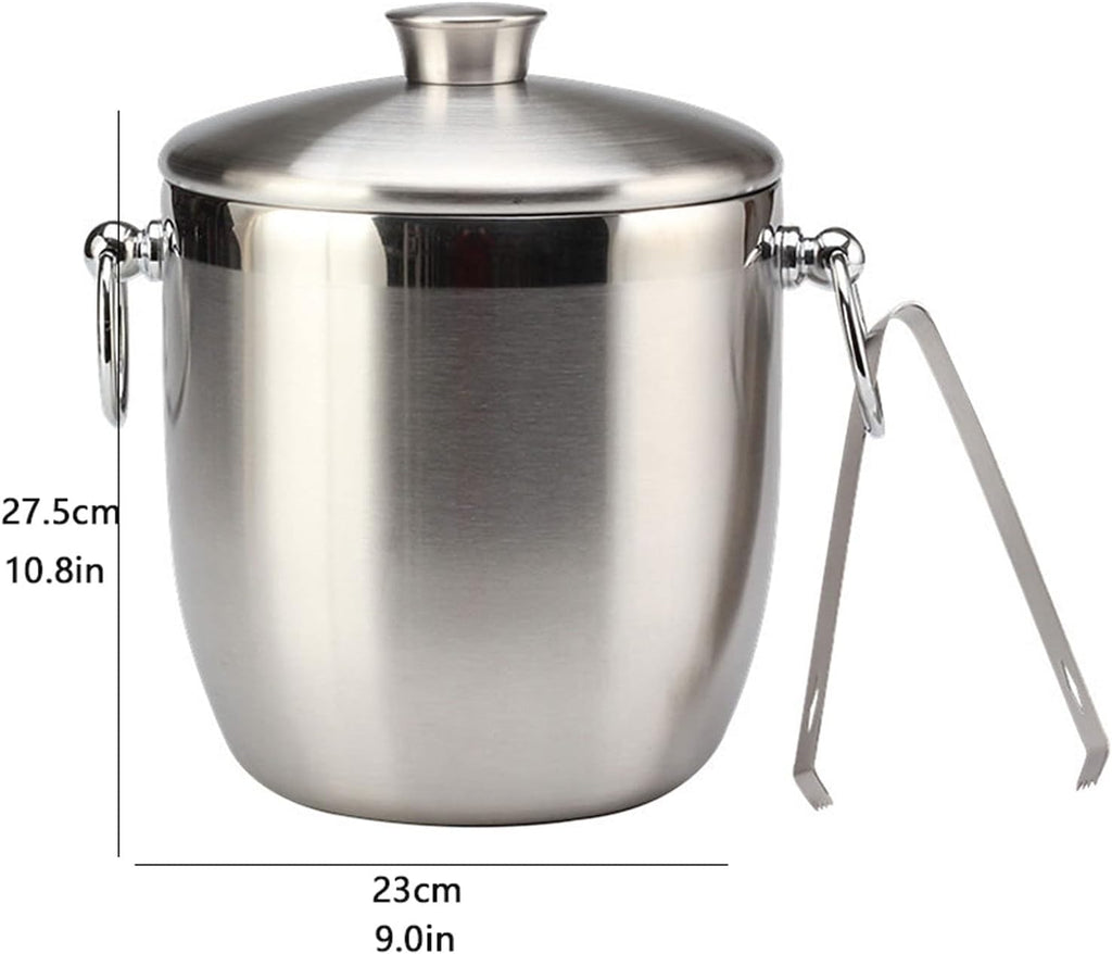 ice bucket, ice bucket gift 3l/0.7 Gallon Stainless Steel Ice Bucket Tongs And Lid Double Walled Insulated Ice Bucket Container For Bar Beer Red Wine wine buckets for parties