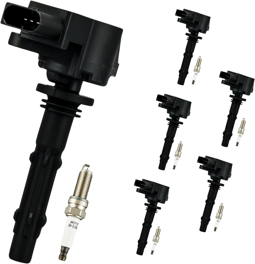 KAX 6-Pack Ignition Coils and Double Iridium Spark Plug Set Compatible with Mercedes-Benz C300 2008-2012, E350 2006-2010, GLK350 2010-2012, S550 2007-2011, GL450, ML350, E350, C230, CLK350..., UF535