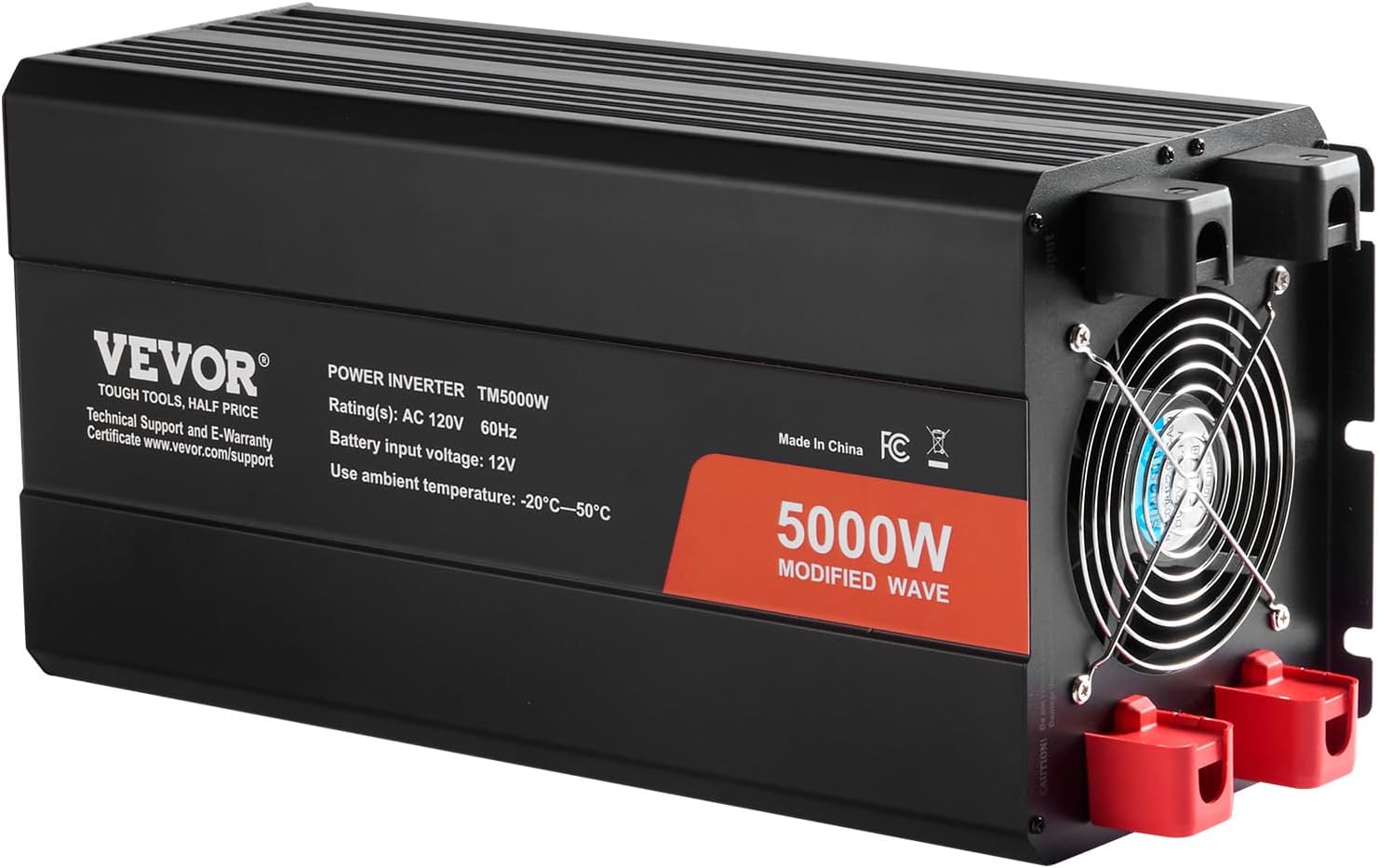 VEVOR Modified Sine Wave Inverter, 5000W, DC 12V to AC 120V Power Inverter with 6 AC Outlets 2 USB Port 1 Type-C Port, LCD Display and Remote Controller for High Load Home Appliances, CE FCC Certified