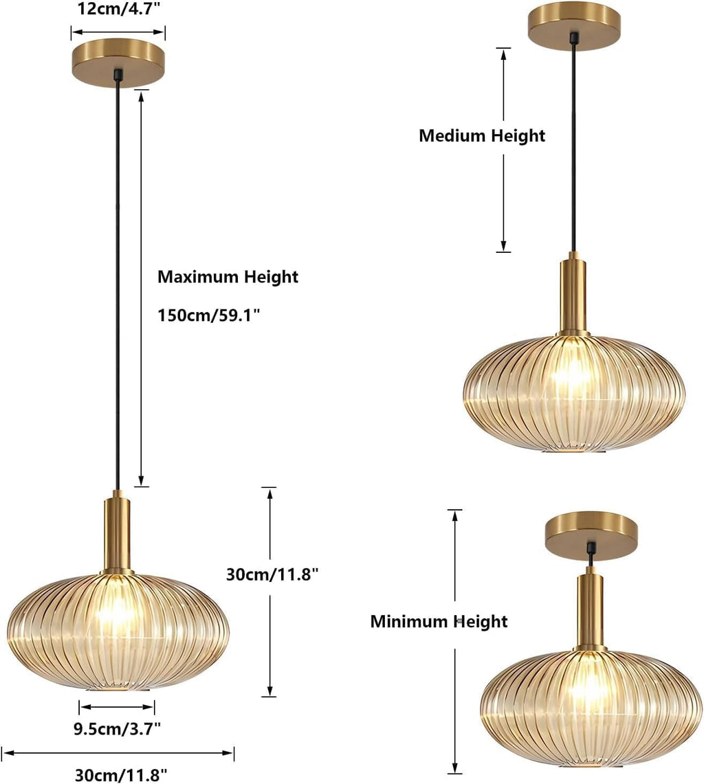 Modern Large Globe Pendant Light Fixture Nordic Glass Pendant Light Kitchen Farmhouse Kitchen Island Two-Pick Light Vintage Single Ceiling Hanging Light (Two-Pick-Amber)