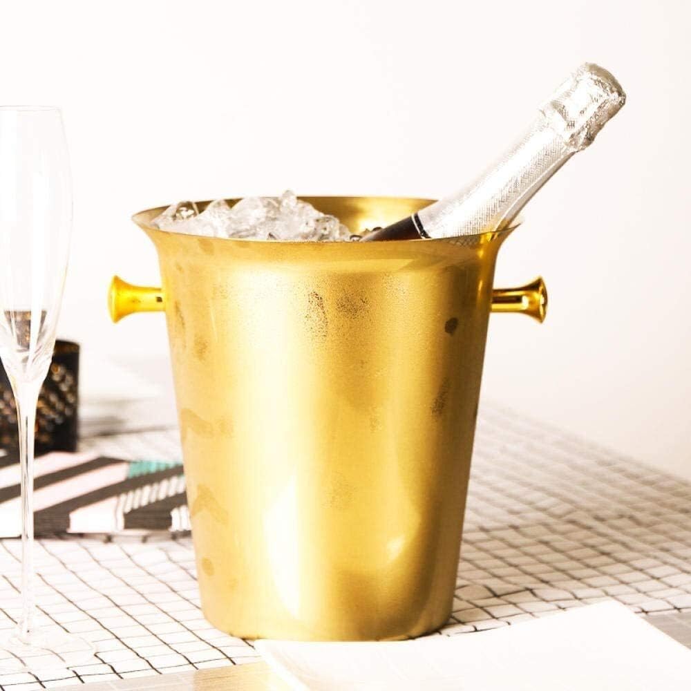 High Face Value Ice Bucket,Stainless Steel Red Wine Ice Bucket Wine Barrel Large Ice Wine Barrel Champagne Barrel Gold Ear White Funicle Icex Ice Buckets/Bronze (Bronze)