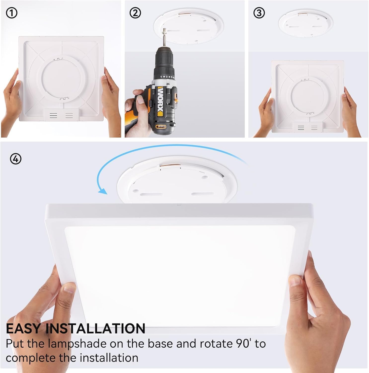 12Pack 12inch Square White 3200LM LED Flush Mount Ceiling Light,28W White 6000K Slim Surface Mount Ceiling Light Fixture for Kitchen Bedroom Living Room