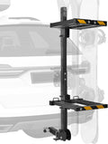 VEVOR Folding Hitch Mounted Ski & Snowboard Rack, Fits 2-Inch Receiver, Carries up to 6 Pairs of Skis or 4 Snowboards, Adjustable Hitch-Mounted Rack for Car with Key Lock, Security Strap, Tilt Access