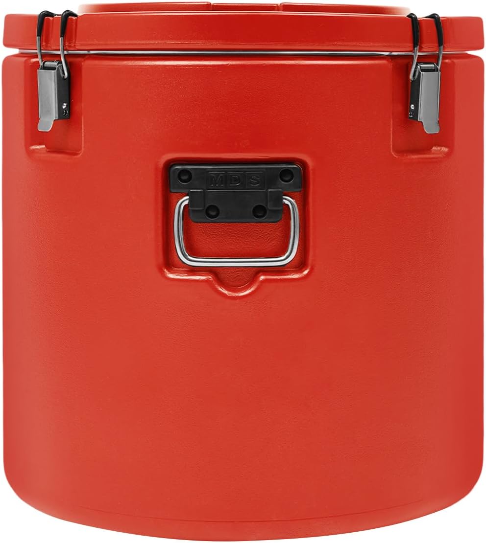 53 Quart Insulated Soup Container Commercial Food Warmer Container for Hot & Cold Food, 304 Stainless Steel Insulated Ice Bucket with Lid (Red)