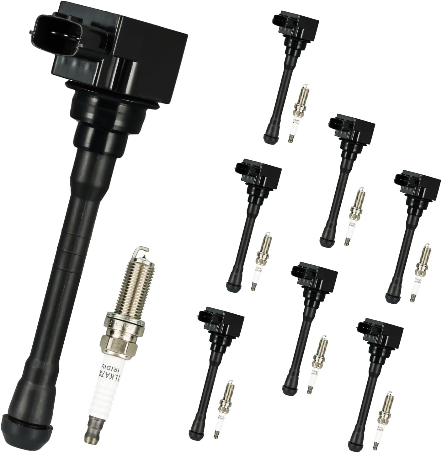 KAX 8-Pack Ignition Coils and Spark Plug Set Fit for Nissan 2017-2023 TITAN, 2016-2023 TITAN XD 5.6L V8, 2018-2021 NV3500 5.6L V8, 2018-2021 NV2500 5.6L V8, UF812,UF813