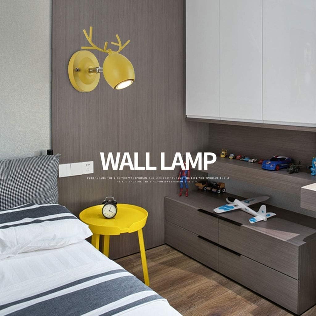 Sconce Wall Lighting Wrought Iron Wall Lamp Nordic Creative Antlers Wall Light Bedroom Wall Sconce for Living Room Bedside Dining Room Bathroom Light Fixtures(Yellow)