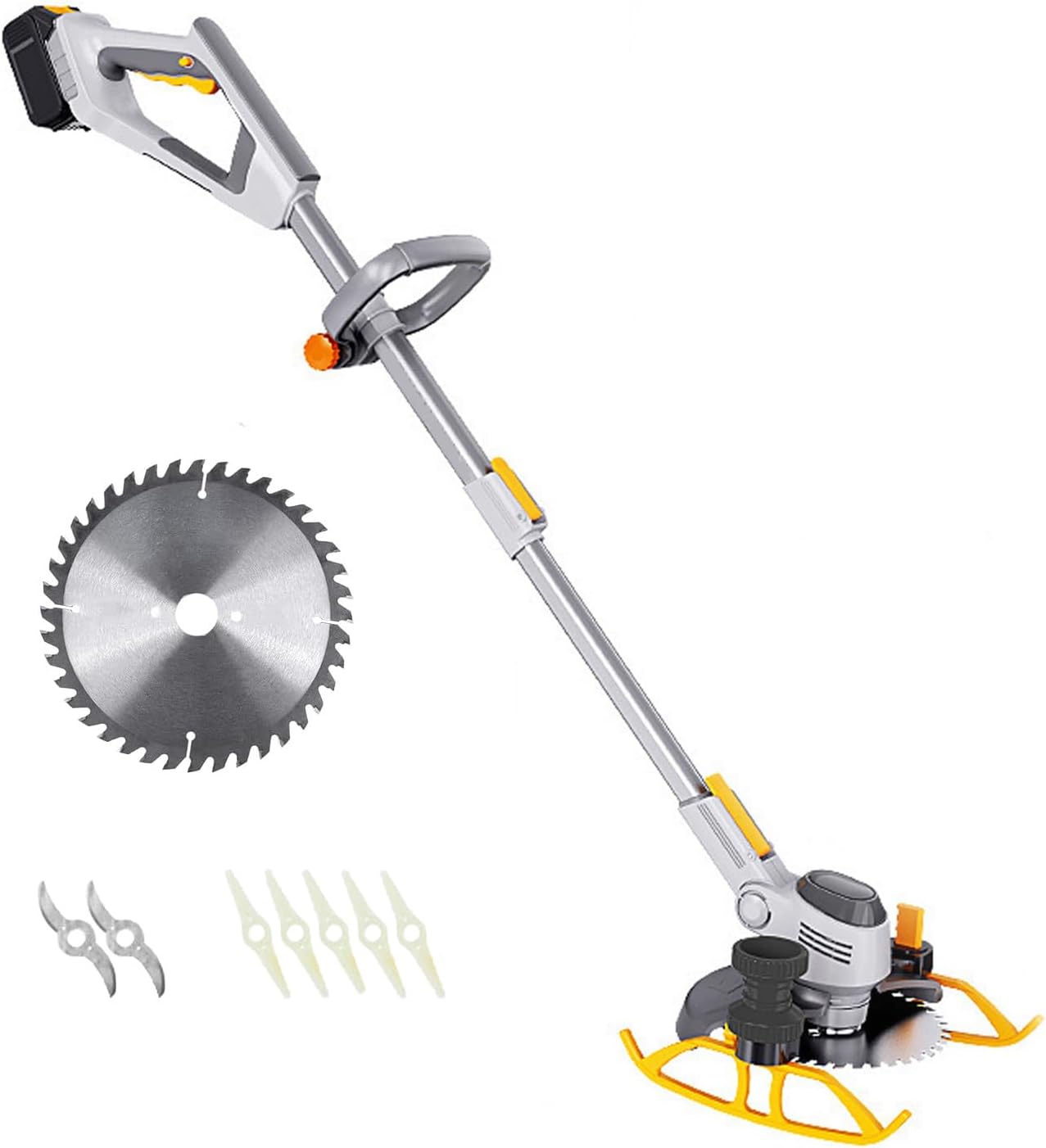 Cordless Weed Wacker & Edger, 3-in-1 Weed Trimmer Battery Operated, Electric Grass Edger Trimmer with 3 Cutting Blade Types, Lawn Mower for Patio Lawn Garden