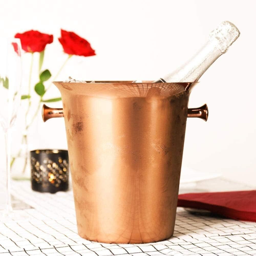High Face Value Ice Bucket,Stainless Steel Red Wine Ice Bucket Wine Barrel Large Ice Wine Barrel Champagne Barrel Gold Ear White Funicle Icex Ice Buckets/Bronze (Bronze)