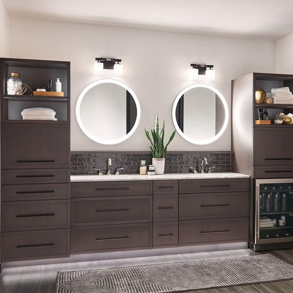 Kichler Marette 13.5' 2 Light Vanity Light with Satin Etched Cased Opal Glass in Black