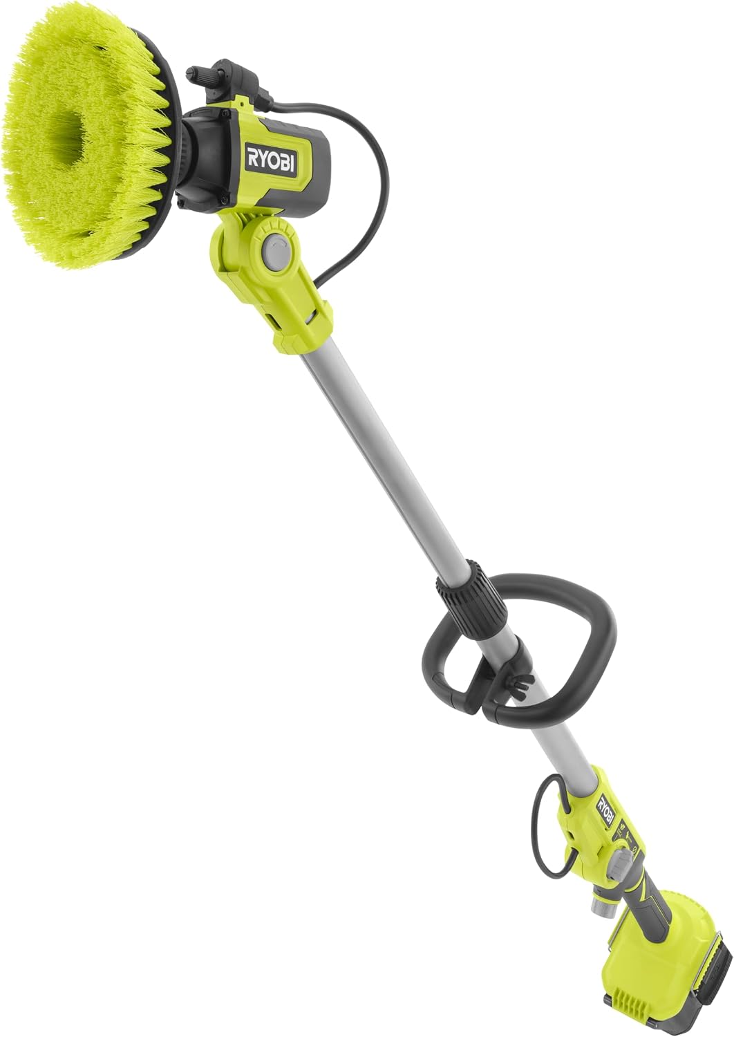 Ryobi RWTS18-0 18V ONE Plus Telescopic Scrubber with Water Feed (Bare Tool) | 15 cm brush head, max. Idle speed min 0-2100, without battery and charger