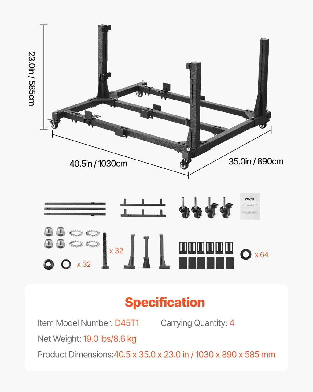 VEVOR Jeep Door Storage Cart, 4 Doors Moveable Storage Cart Rack with Thickened Rubber Cushion, Sturdy Car Door Holder Cart Fit for Jeep Wrangler JK JKU JL Gladiator