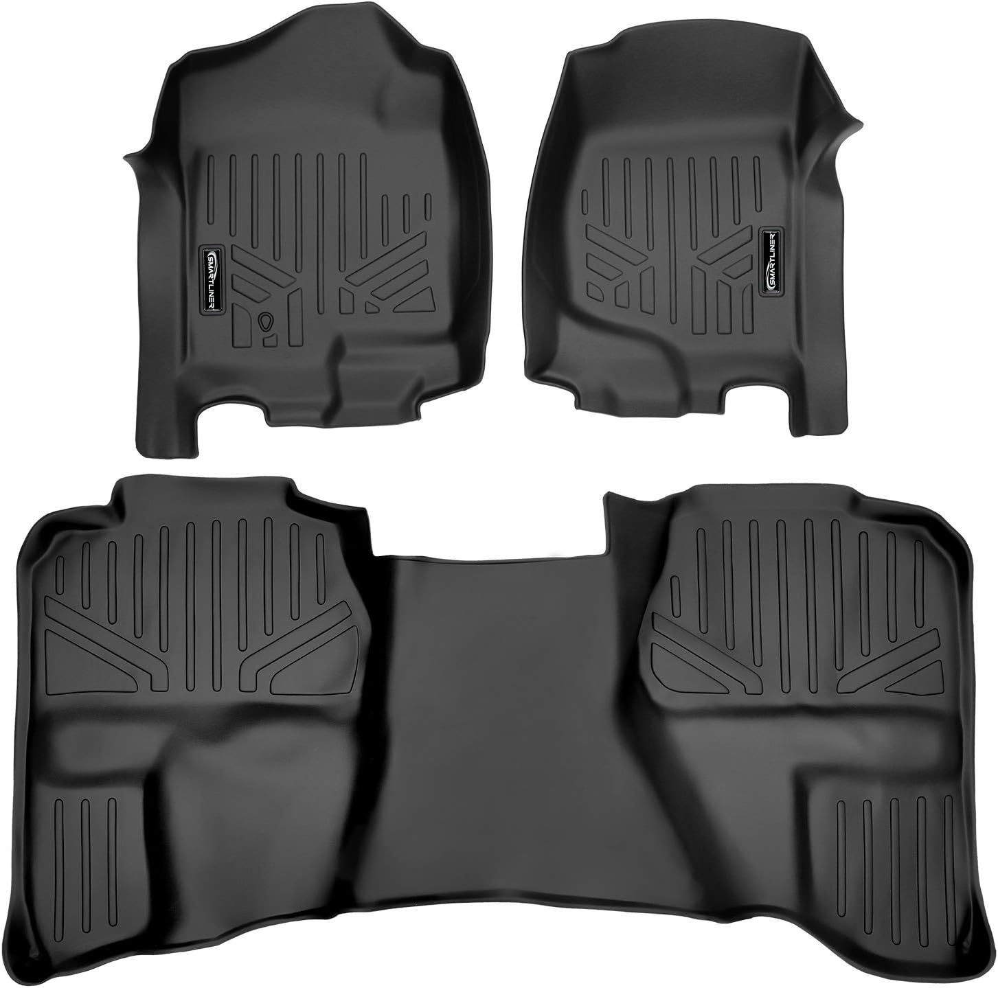 SMARTLINER Custom Fit Floor Mats 2 Row Liner Set for 2007-2013 Chevrolet Silverado 1500