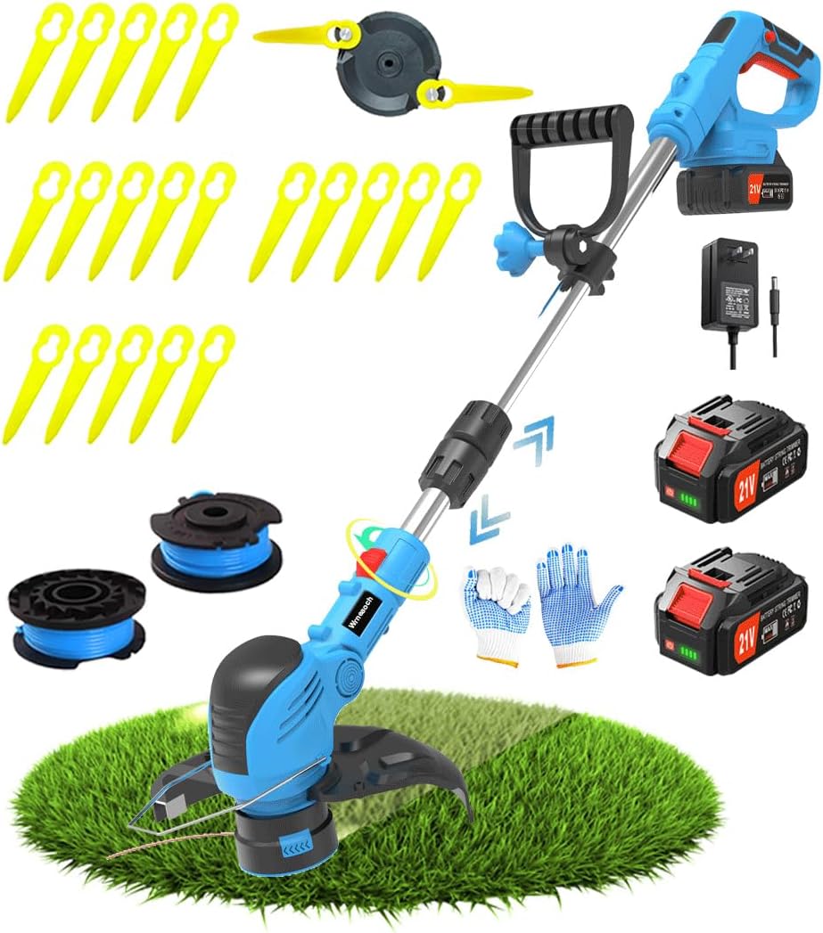 21V Electric String Trimmer Cordless String Trimmer with 12,000 RPM and 850W Motor Cordless Grass Trimmer with 2 Batteries 4.0Ah the Perfect Partner for Garden and Lawn Care