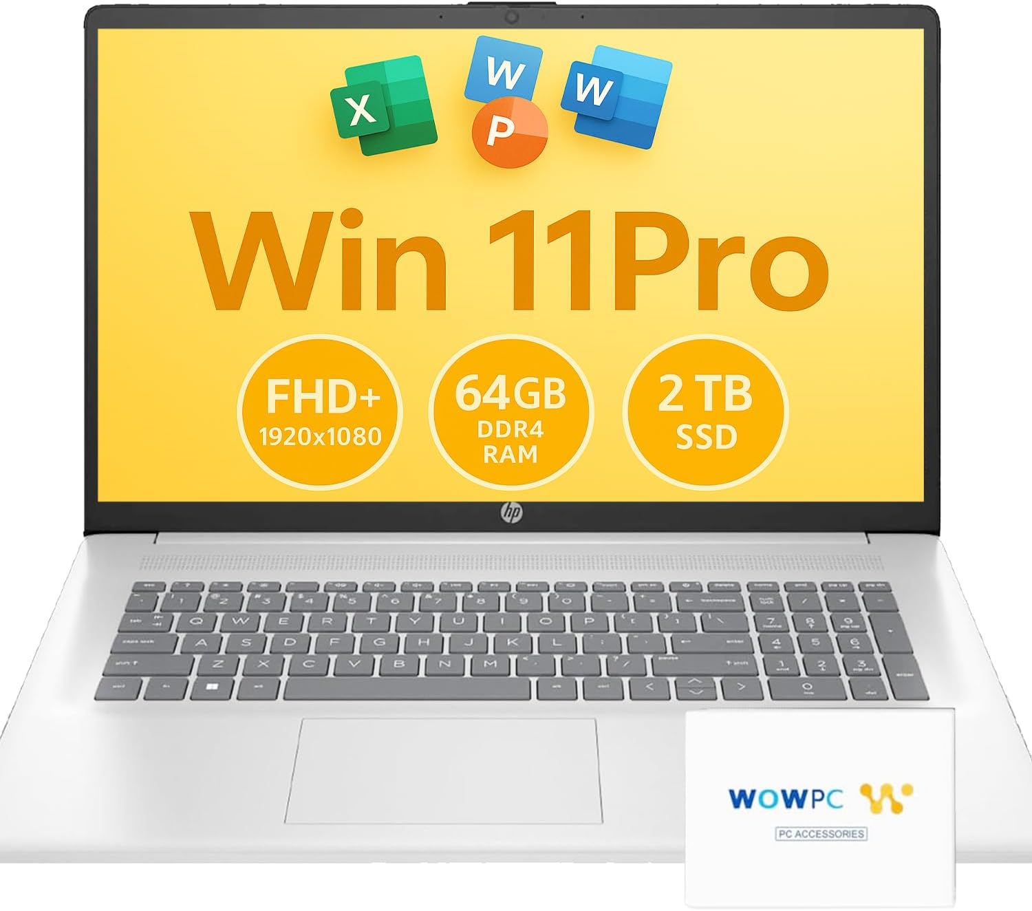 HP 2025 New 17 inch Laptop Computer • 64GB RAM • 2TB SSD • Intel Core 6-Core i3 Processor, 10-Key Number Pad • Long Battery Life • w/WOWPC System Recovery USB • Windows 11 Pro with Microsoft Office